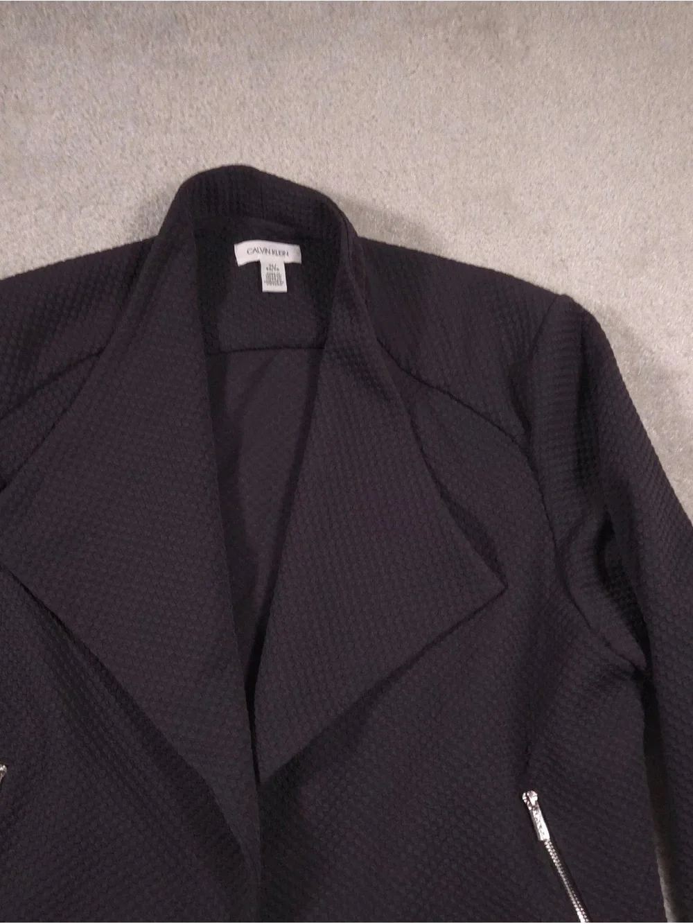 Calvin Klein Black Textured Open Drape Jacket